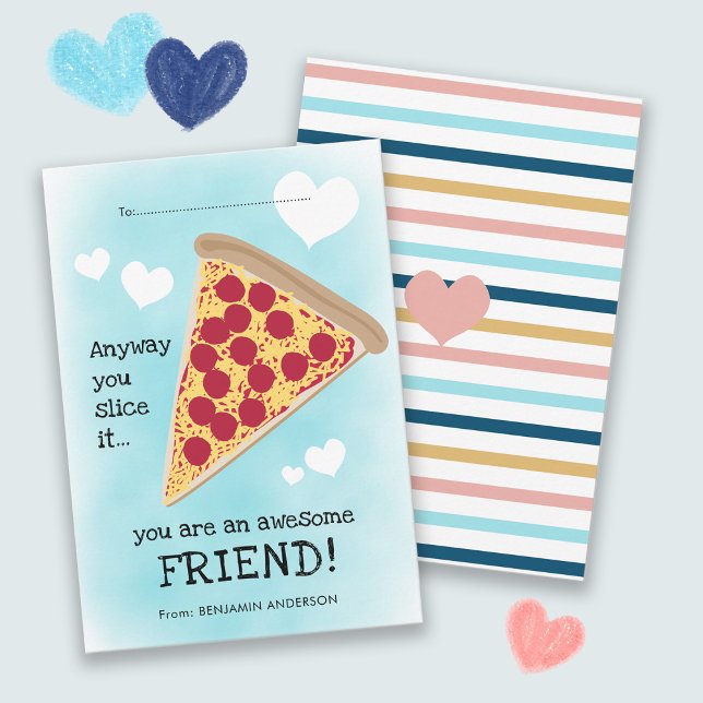 Carte Cute Pizza Slice Classe d'amitié (Créateur téléchargé)