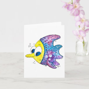 Carte Cute poisson blanc coloré