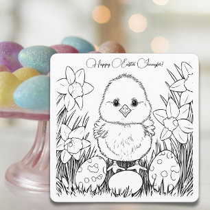 Carte Cute poussette en jonquilles - Couleur de Pâques p