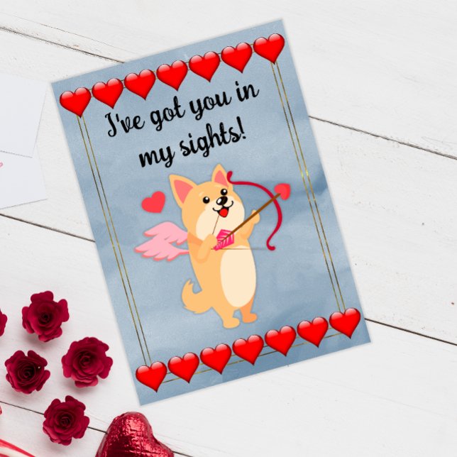 Carte Cute Puppy Cupid Valentine's Day (Créateur téléchargé)