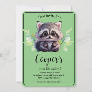 Carte Cute raccoon animaux de forêt amis de forêt