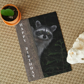 Carte Cute Raccoon Faune Photo Anniversaire