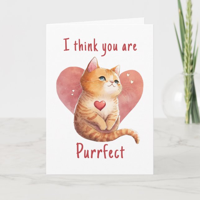 Carte Cute red cat love pun  fun Saint-Valentin (Devant)