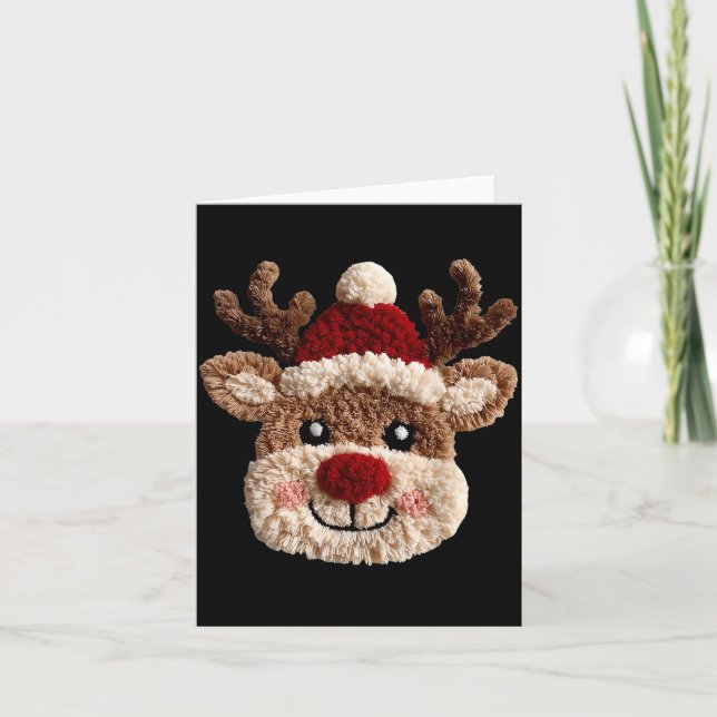 Carte Cute Reindeer Rudolph Crochet Xmas Pajamas Holiday (Devant)