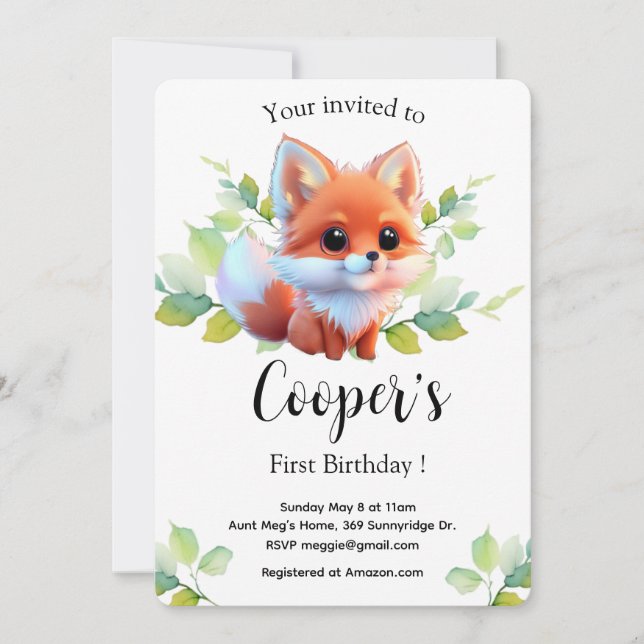 Carte Cute renard dessin bois animaux forêt amis de la f (Devant)