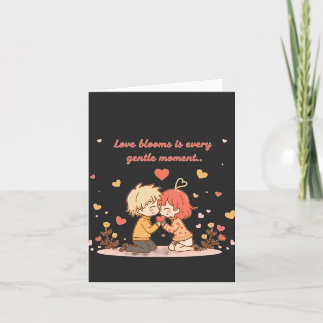 Carte Cute Romantic Anime Couple - Love Moment (Devant)