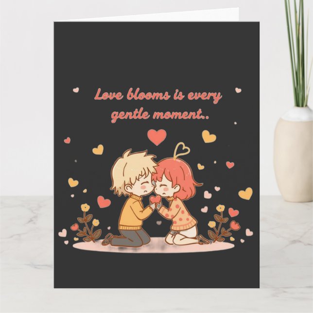 Carte Cute Romantic Anime Couple - Love Moment (Devant)