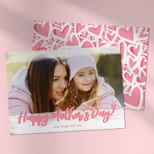 Carte Cute Rose Coeur Photo Fête des mères