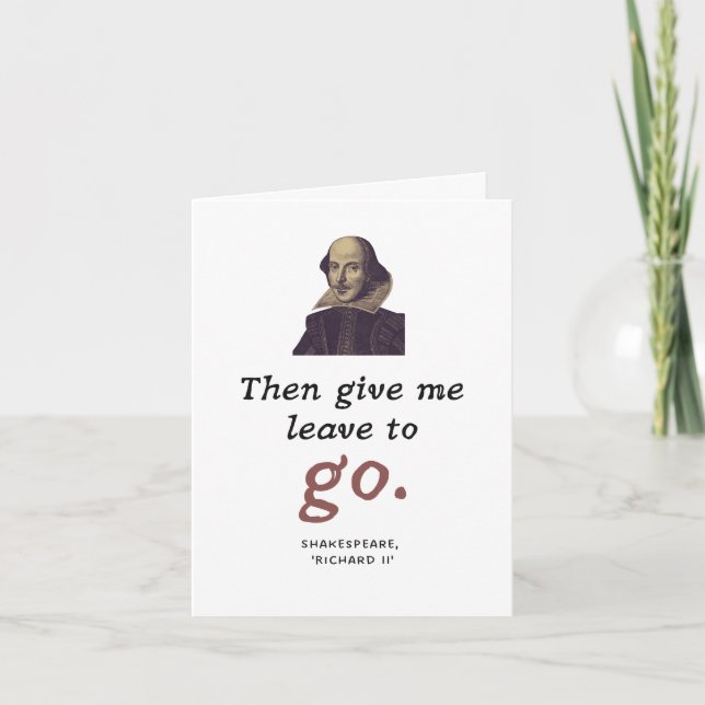 Carte Cute Shakespeare Citation Retraite de livres Vinta (Devant)