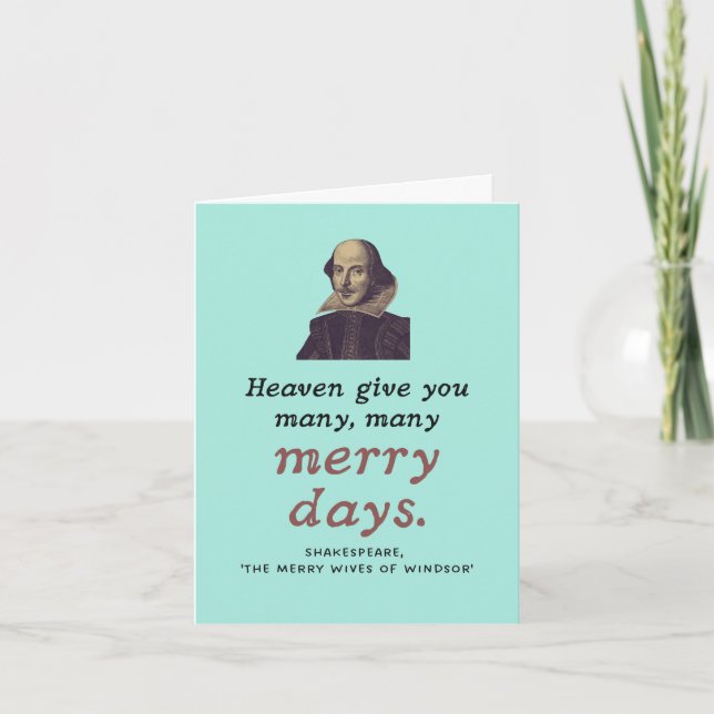 Carte Cute Shakespeare Joyeux Jours Théâtre Anniversaire (Devant)