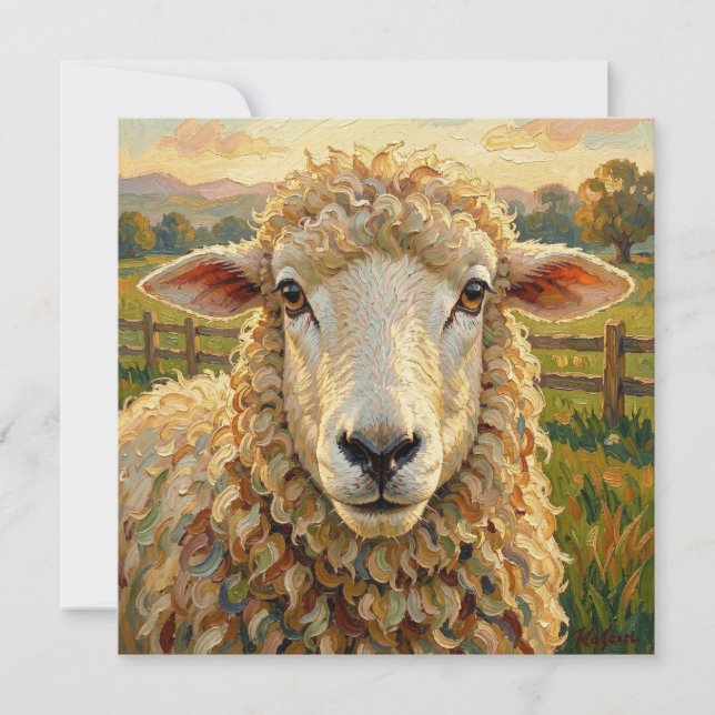 Carte Cute Sheep on a Ranch  | Farm Animals (Devant)