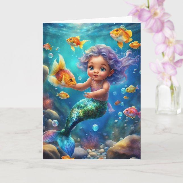Carte Cute sirène (Orchidée)