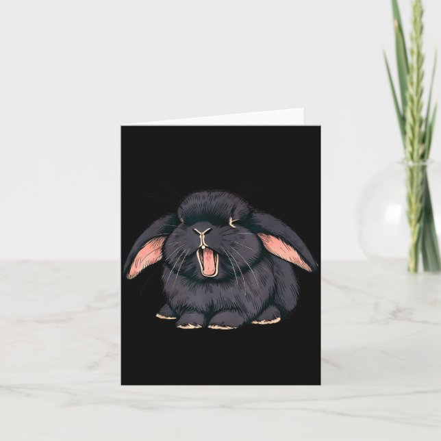 Carte Cute Sleepy Holland Lop Rabbit Yawn Black Bunny Wa (Devant)