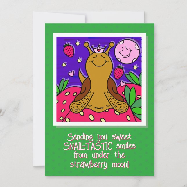 Carte Cute Snail Royal Fun Summer Strawberry Moon (Devant)