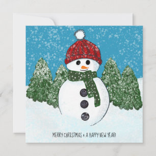 Carte Cute Snowman   Joyeux Noël et Bonne Année