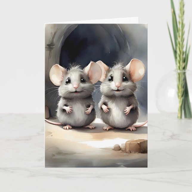 Carte Cute souris souris Meilleur Pals Amis Buddies Port (Devant)