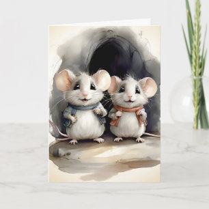 Carte Cute souris souris Meilleur Pals Amis Portrait Bla