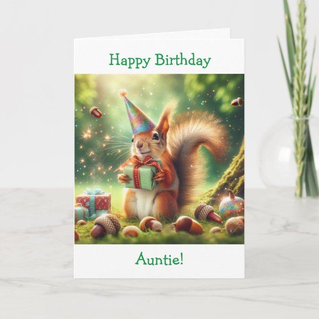 Carte Cute Squirrel dans Anniversaire de la tante Casque (Devant)
