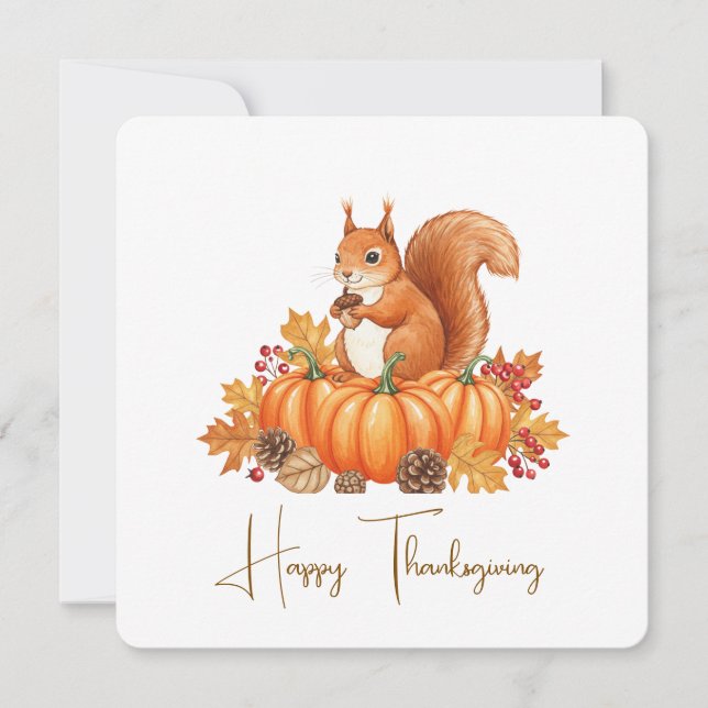 Carte Cute squirrel thanksgiving card  (Devant)