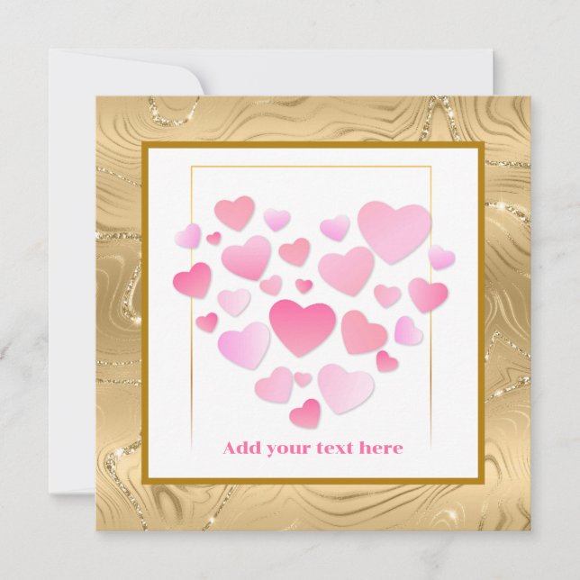 Carte Cute Style Pink Hearts Romantic Valentine's Day (Devant)