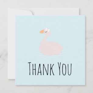 Carte Cute Swan Girls rose Merci d'anniversaire