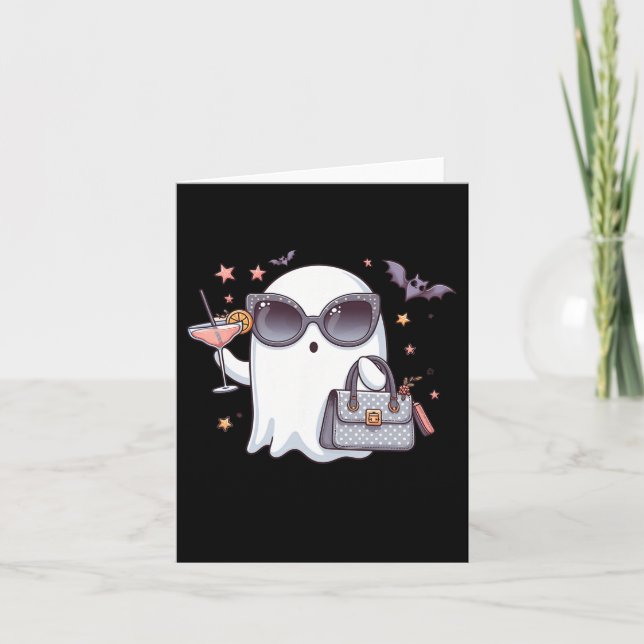 Carte Cute Tail Ghost Boujee Boojee Halloween Boire C (Devant)