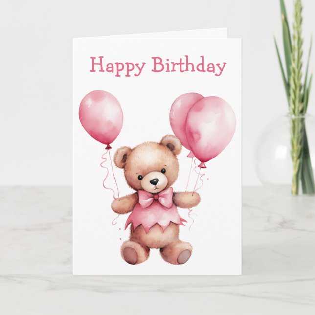 Carte Cute Teddy Bear Birthday Card (Devant)
