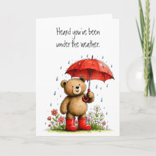 Carte Cute Teddy Bear Red Galoshes Rétablissement rapide