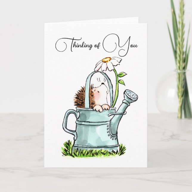 Carte Cute Thinking of You Notecard with Hedgehog (Devant)