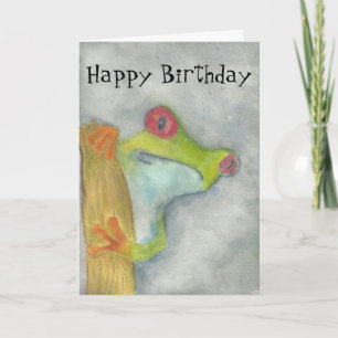 Carte Cute Tree Frog heureux Anniversaire