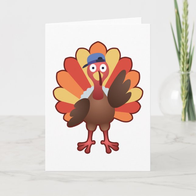 Carte Cute Turquie Garçon Gobble - Don Thanksgiving (Devant)