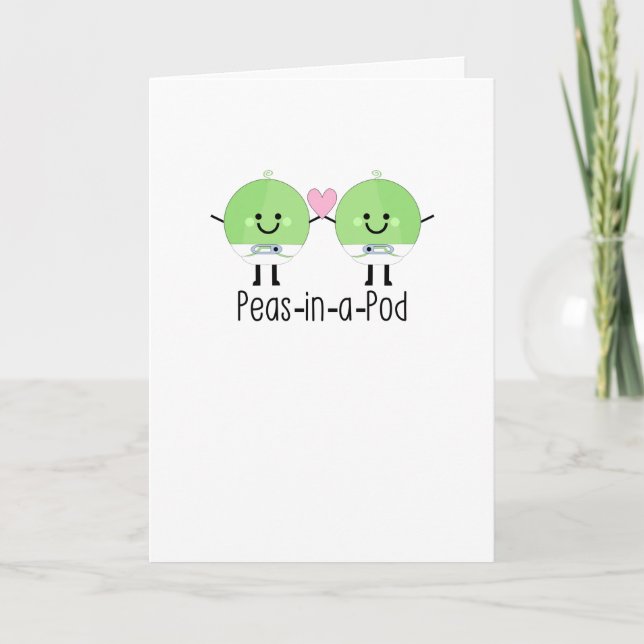 Carte Cute Twin Nouveau-né Garçons Pois dans un pod (Devant)