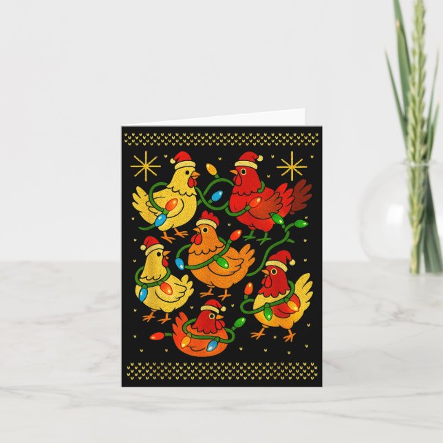 Carte Cute Ugly Christmas Chickens Hen Shirt Funny Xmas  (Devant)