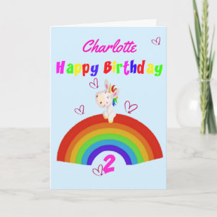 Carte Cute Unicorn 2e anniversaire