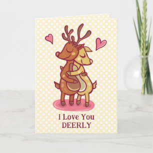 Carte Cute Valentine's Day Deer Pun Je t'aime Chère