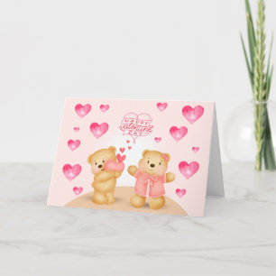 Carte Cute Valentine's Day Nounours avec Coeur Postc