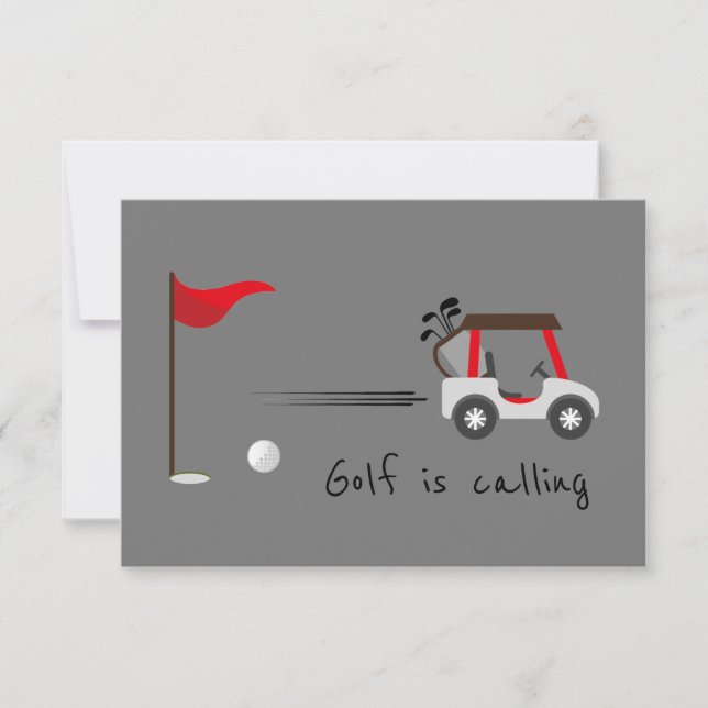 Carte Cute Watercolor Golf Fun Golf Calling Quote (Devant)