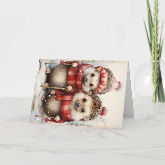 Carte Cute Woodland Forest Animaux Noël Salutation (Devant)