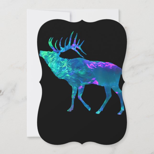 Carte Cyan Blue Violet turquoise Elk Buck pour les cadea (Devant)