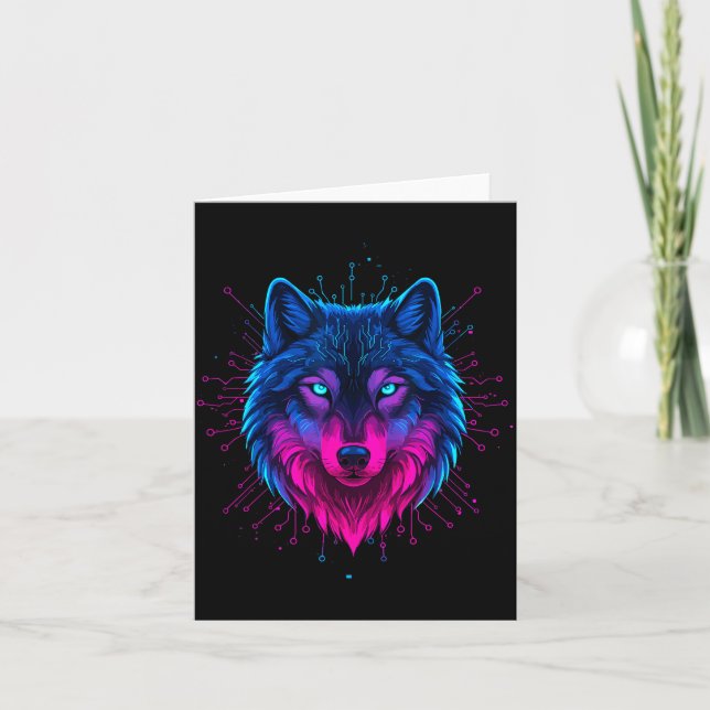 Carte Cyber Wolf For Animal Lovers And Birthday And Birt (Devant)
