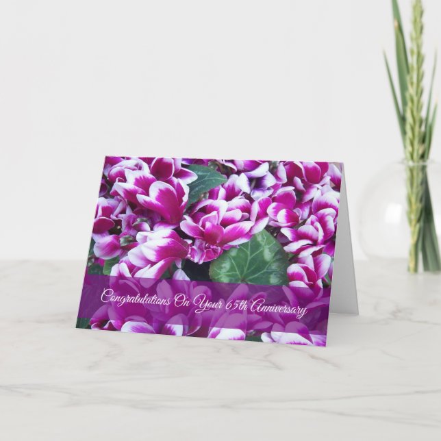 Carte Cyclamen 65e anniversaire Mariage personnalisé (Devant)