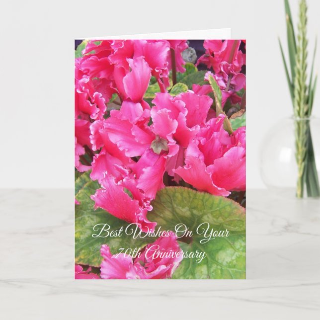 Carte Cyclamen 70e anniversaire de Mariage personnalisé (Devant)