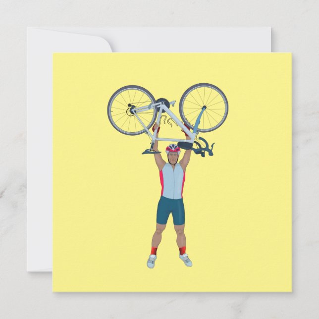 Carte Cyclist Lifting a Bicycle (Devant)