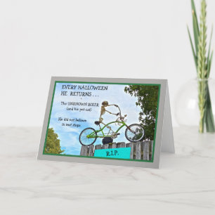 CARTE "CYCLISTE INCONNU DE HALLOWEEN HUMOR/THE "