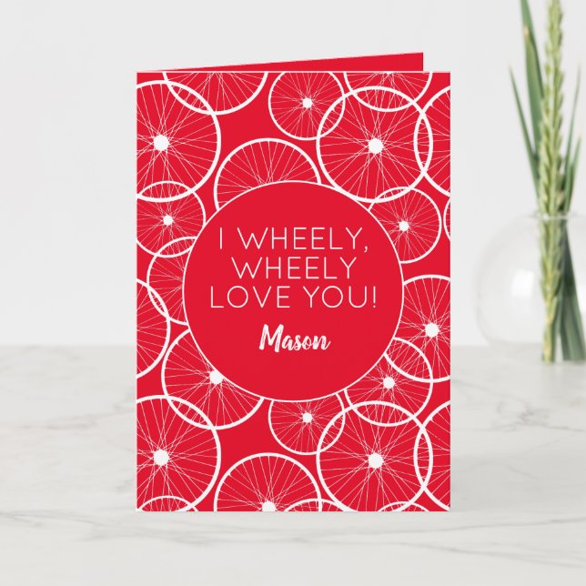 Carte Cycliste Je t'aime à roue (Devant)