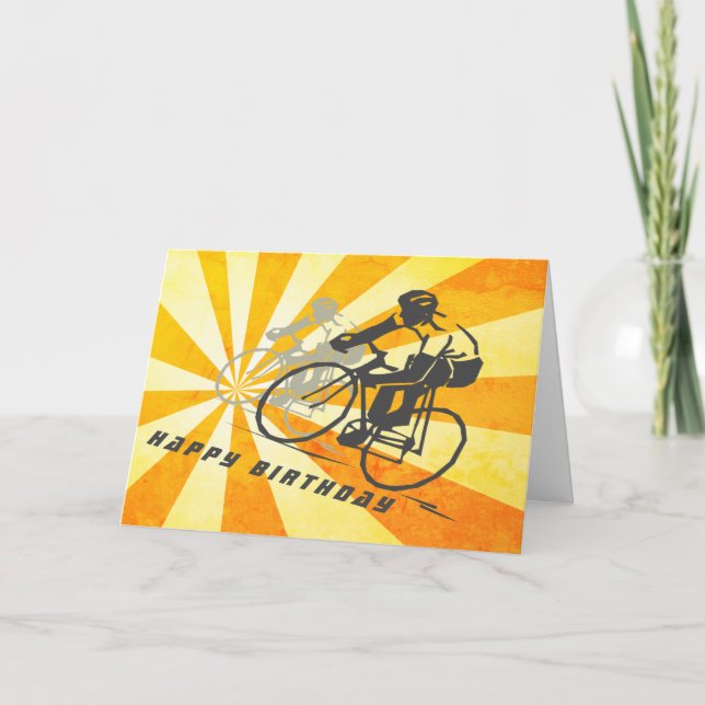 Carte Cyclistes routiers avec Retro Sunburst Vélo Annive (Devant)