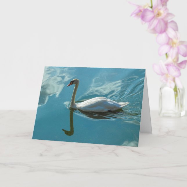 Carte Cygne avec reflets nuageux (Orchidée)