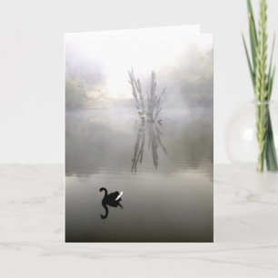 Carte "Cygne Noir Avec Plumes Blanches"