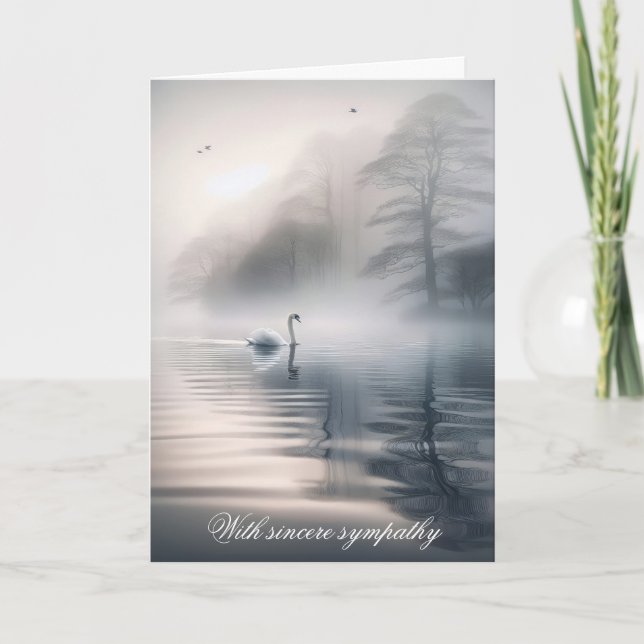 Carte Cygne Solitaire Sur Le Lac Misty Sympathy (Devant)