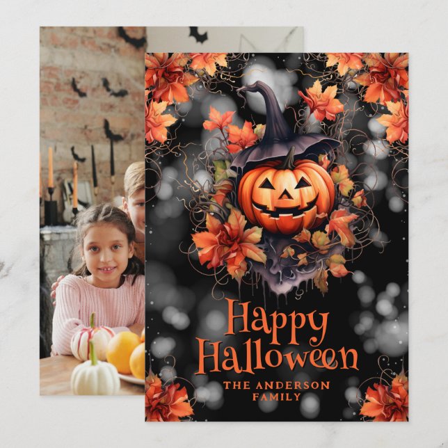 Carte d’Halloween Jack O’Lantern (Devant / Derrière)